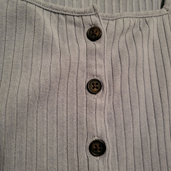 Madewell Blue Ribbed Button-Down Tank Top - Picture 6 of 8